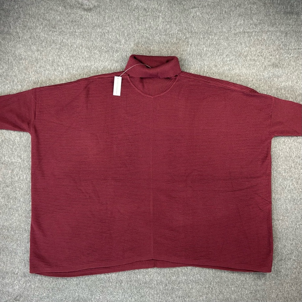 NWT Women's NY & Co Batwing Sleeve Turtleneck Tunic Sweater XXL Color Chianti